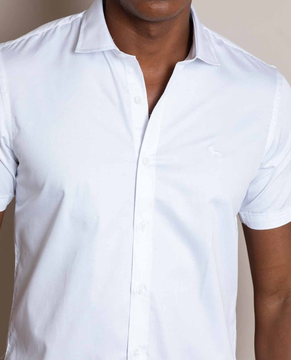 Camisa Manga Corta  Blanco (Slim Fit)