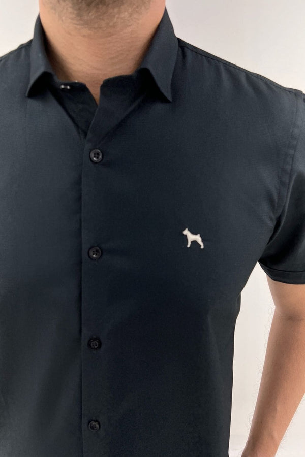 Camisa Manga Corta Negra (Slim Fit) - Victor