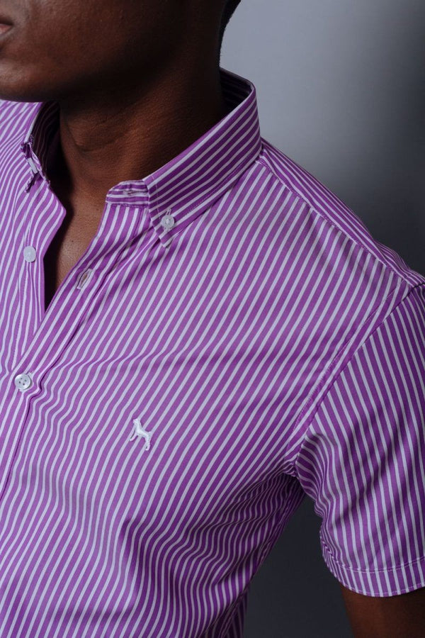 Camisa Manga Corta Rayas (Slim Fit) - Victor