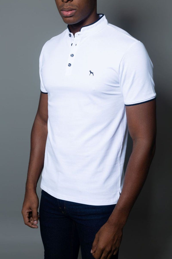 Polo Hombre Cuello Neru Blanco (Custom Fit) - Victor