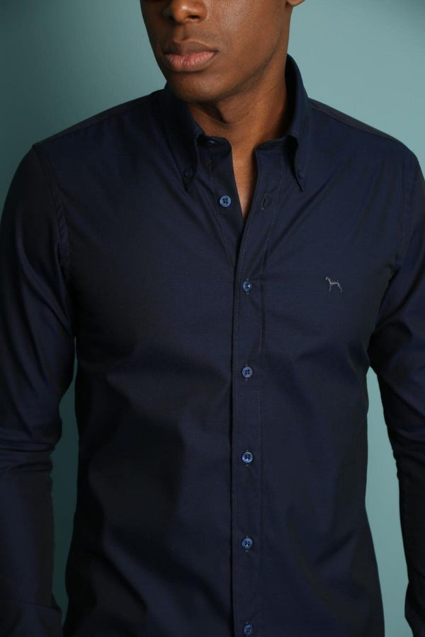 Camisa Manga Larga Oxford Azul Turqui (Slim Fit)