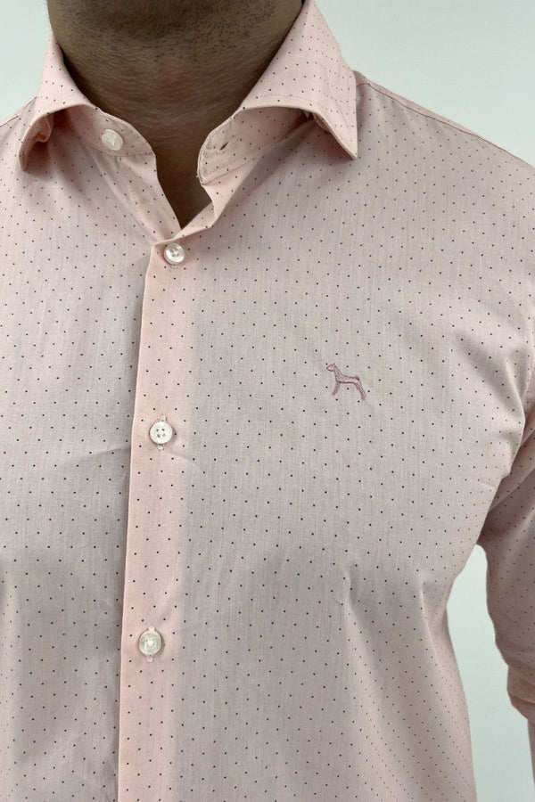 Camisa Manga Larga Estampada Rosada (Slim Fit) - Victor