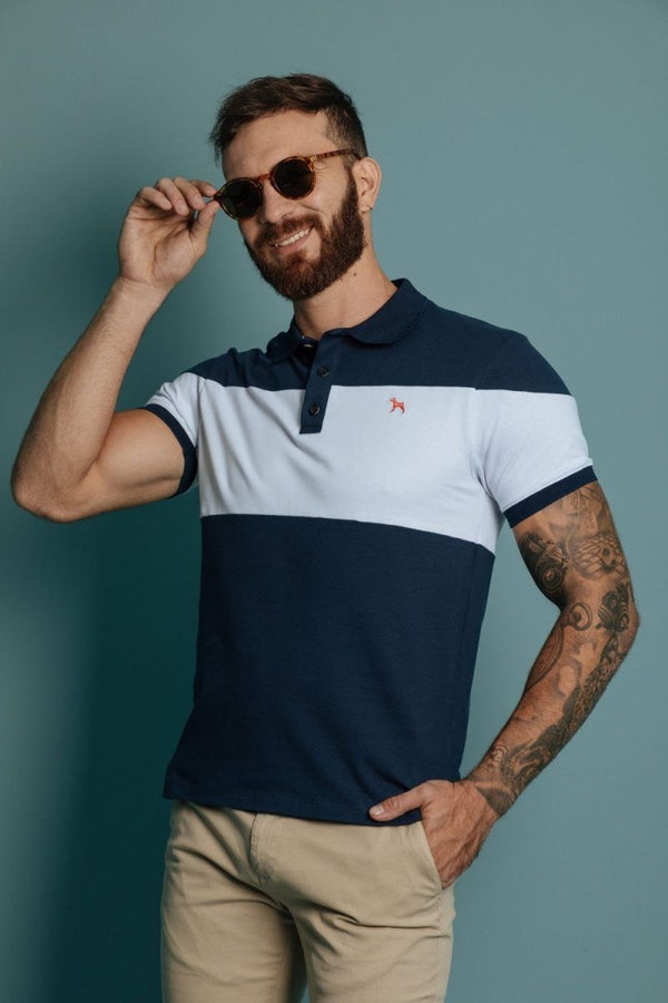 Polo Fashion Azul /Blanco (Slim Fit)