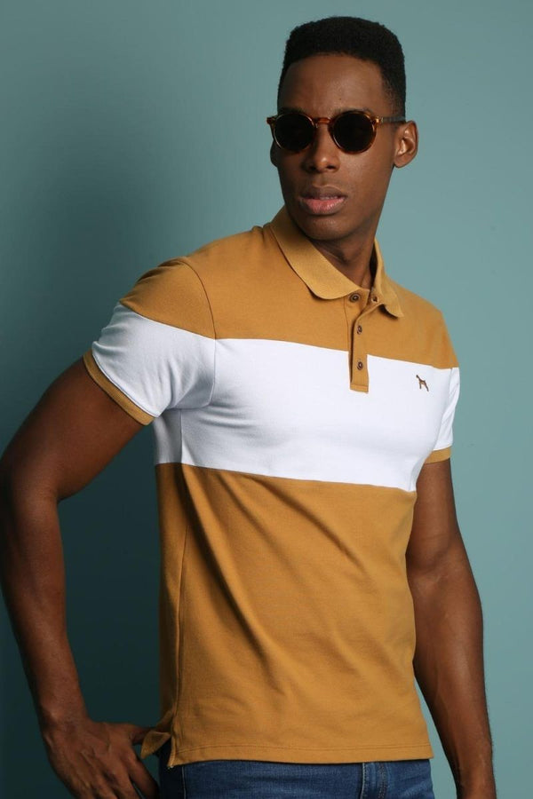 Polo Fashion Mostaza /Blanco (Custom Fit)