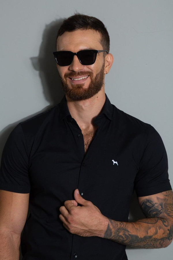 Camisa Manga Corta Negro (Slim Fit) - Victor