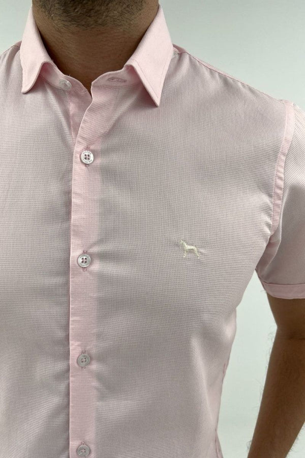 Camisa Manga Corta Rosada (Slim Fit) - Victor