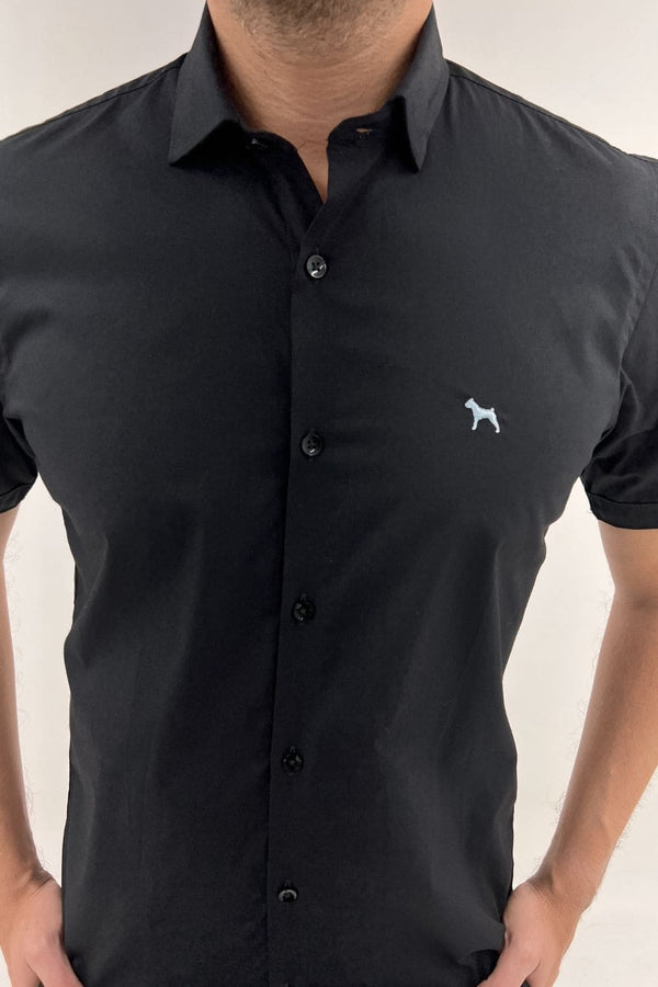 Camisa Manga Corta Negra (Slim Fit) - Victor