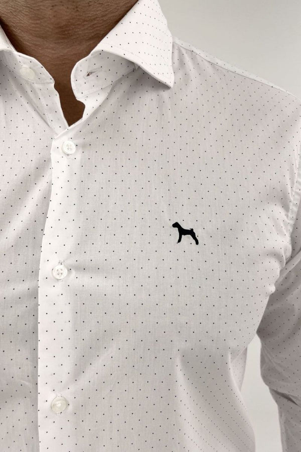 Camisa Manga Larga Estampada Blanca (Slim Fit) - Victor