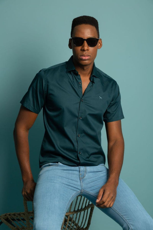 Camisa Manga Corta Verde (Slim Fit)