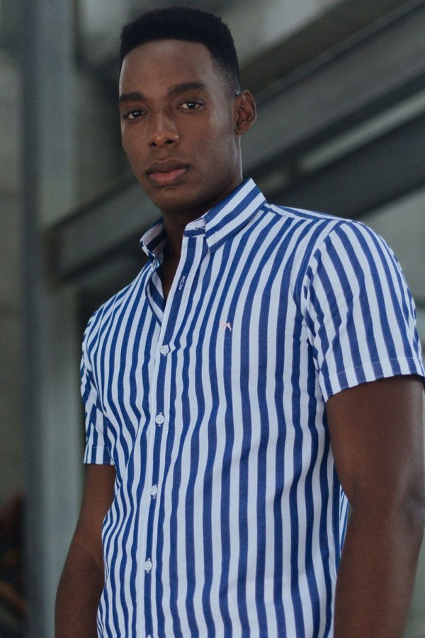 Camisa Manga Corta Rayas (Slim Fit) - Victor