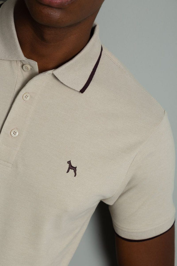 Polo Basica Fondo Entero Khaki (Custom Fit) - Victor