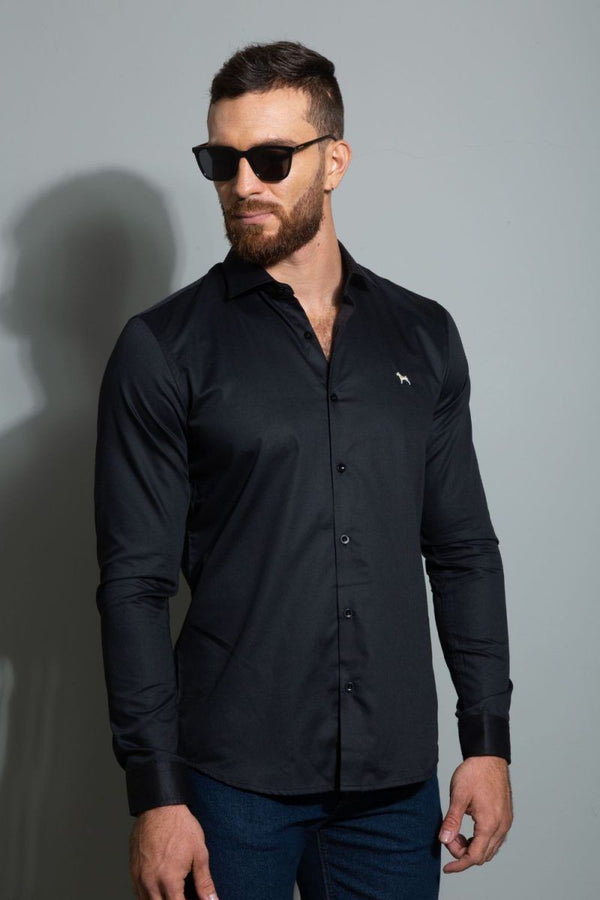 Camisa Manga Larga Negro (Slim Fit) - Victor