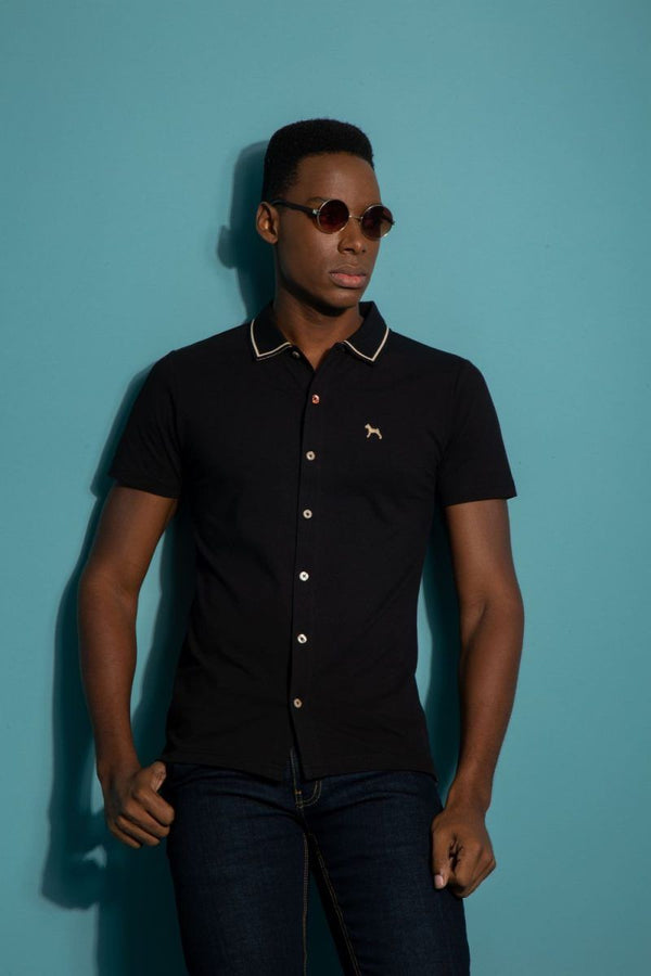 Polo Fashion Estilo Camisa Negro (Custom Fit)