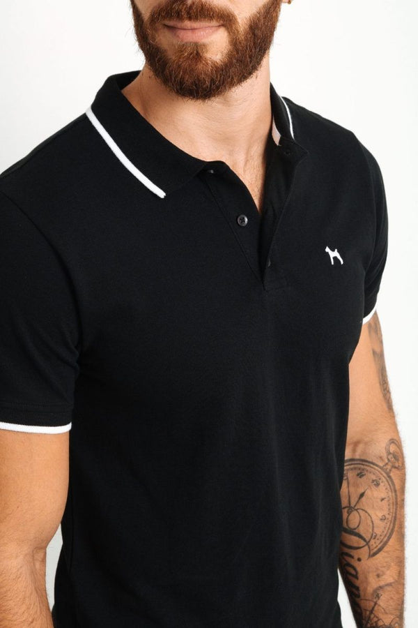 Polo Basico Fondo Entero Negro (Custom Fit) - Victor