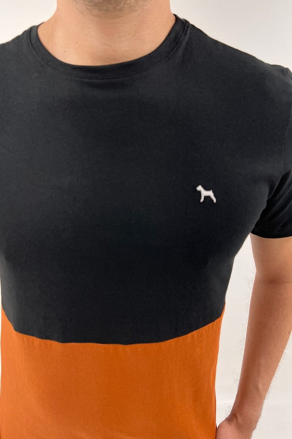 Camiseta Fashion Negro/Mostaza (Slim Fit) - Victor