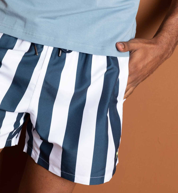Pantaloneta de Baño Raya Gruesa Azul Turquí