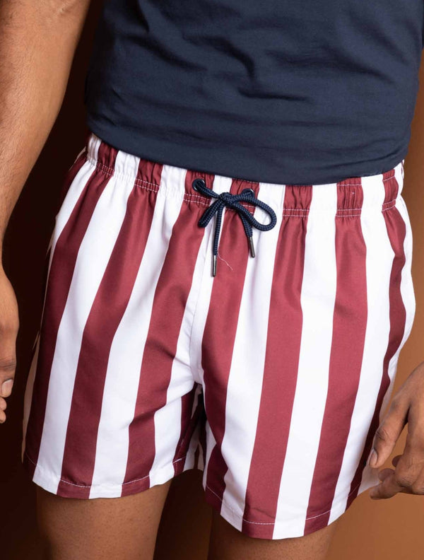 Pantaloneta de Baño Raya Gruesa Vinotinto