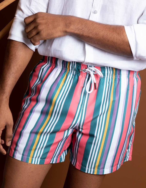 Pantaloneta de Baño Rayas Multicolor