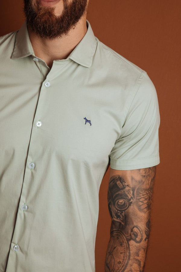 Camisa Manga Corta Verde (Slim Fit)