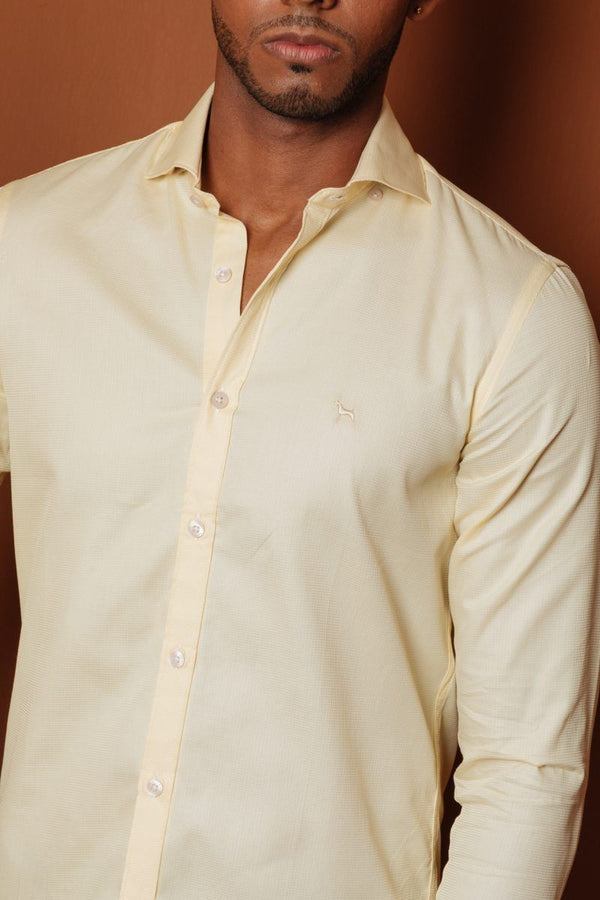 Camisa Manga Larga Waffle Amarillo (Slim Fit)