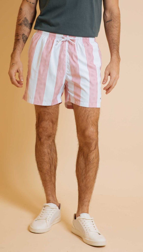 Pantaloneta de Baño Rayas Rosado