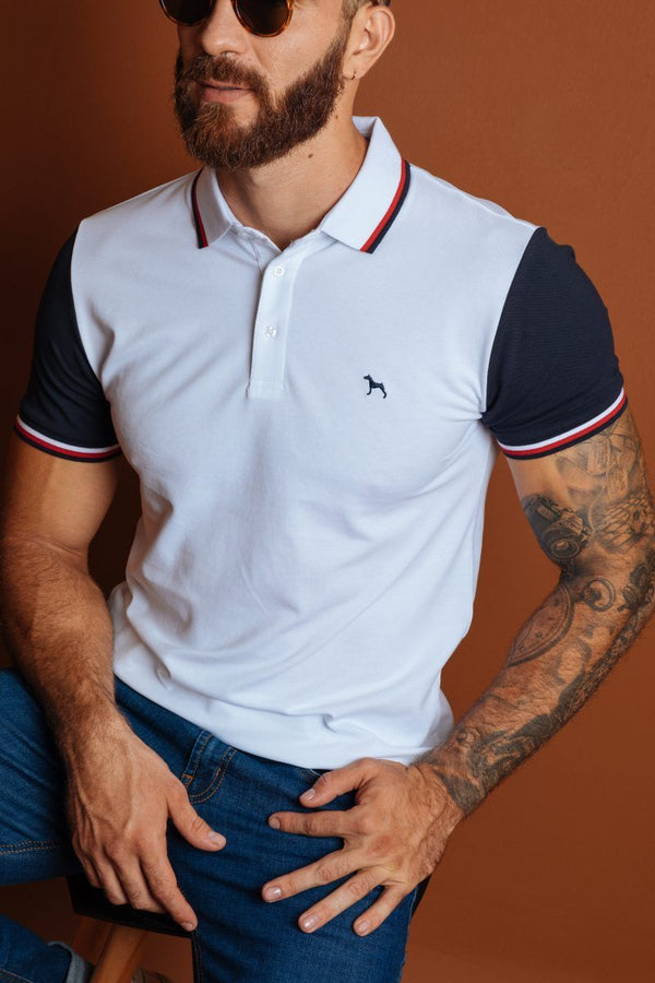 Polo Fashion Blanco /Azul (Slim Fit)