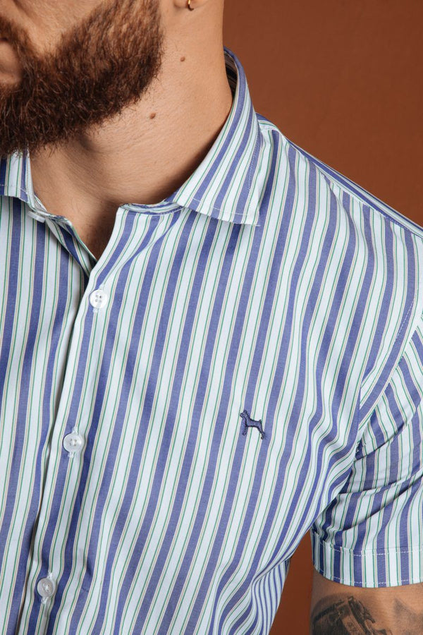 Camisa Manga Corta Rayas (Slim Fit)