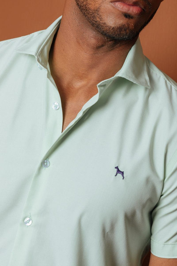 Camisa Manga Corta Verde Menta (Slim Fit)