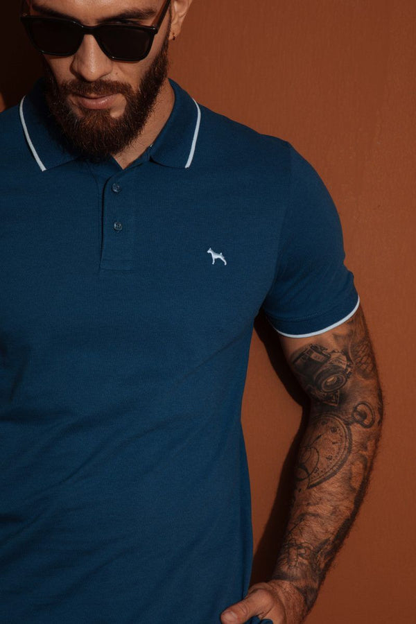 Polo Basica Fondo entero Azul (Custom Fit)