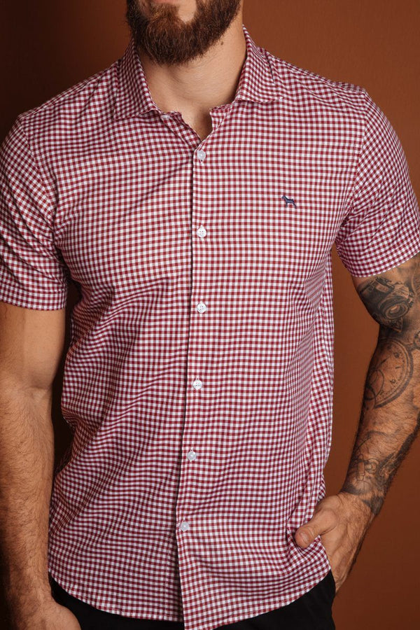 Camisa Manga Corta Cuadros (Slim Fit)