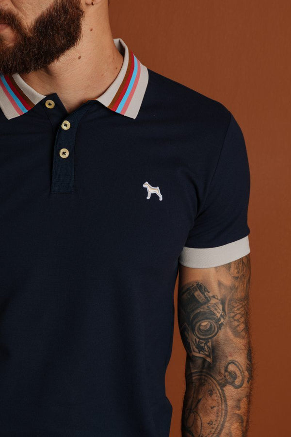 Polo Fashion Azul Turqui Cuello Colores (Slim Fit)
