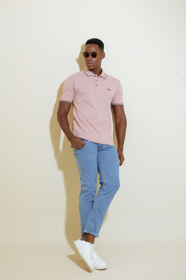 Polo Básica Rosado - Rayas Combinada (Custom Fit)