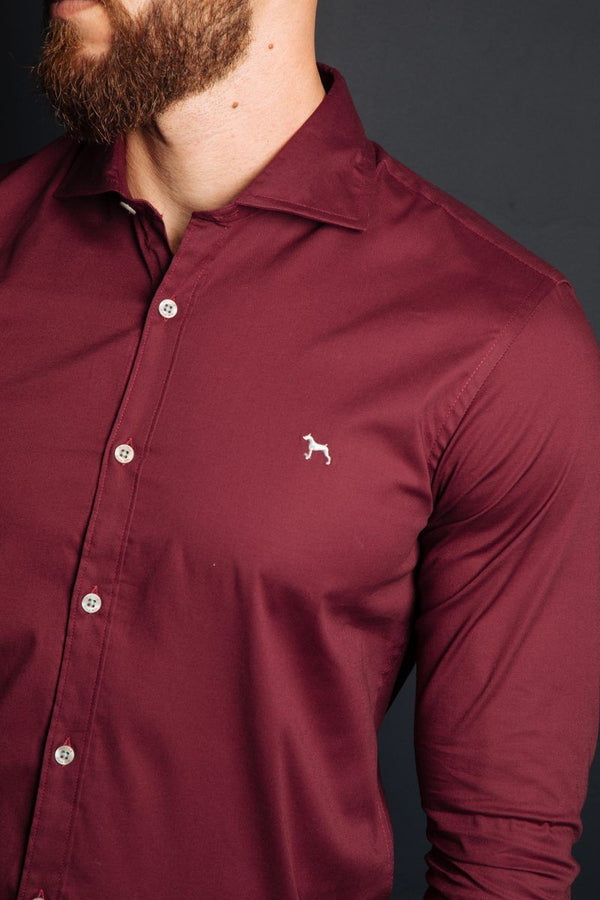 Camisa Manga Larga Fondo Entero Vinotinto (Slim Fit)