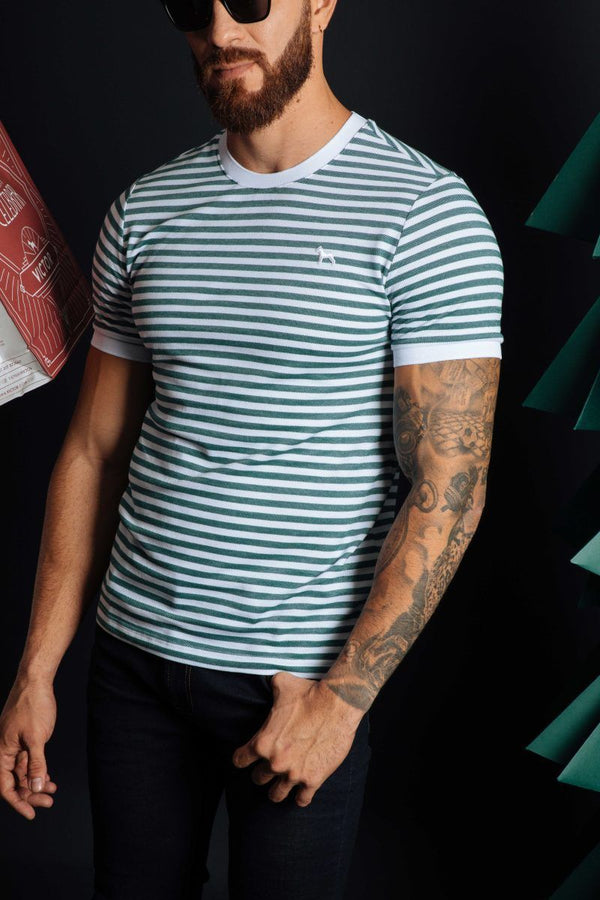 Camiseta Fashion Rayas Verde (Slim Fit) - Victor