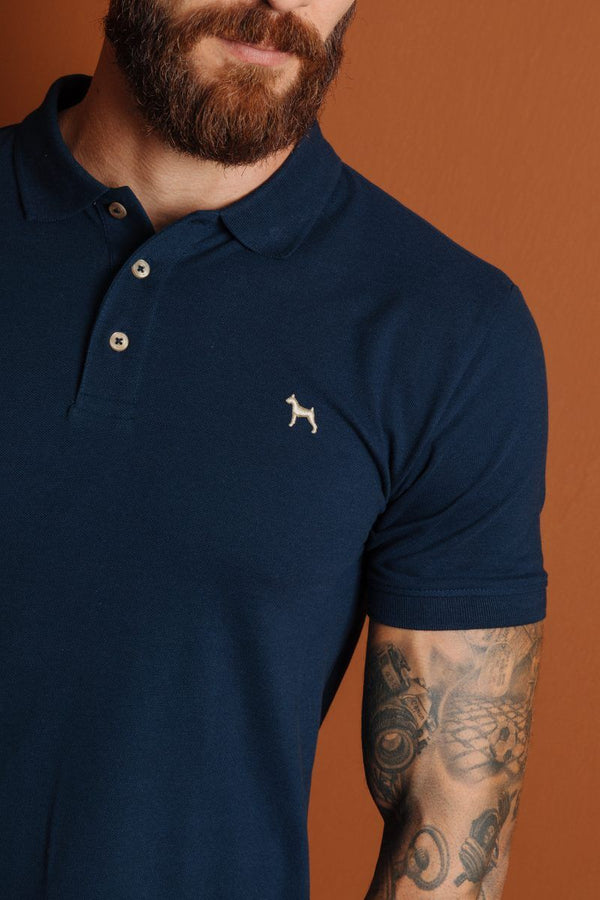 Polo Basica Fondo Entero Azul Turqui (Slim Fit)