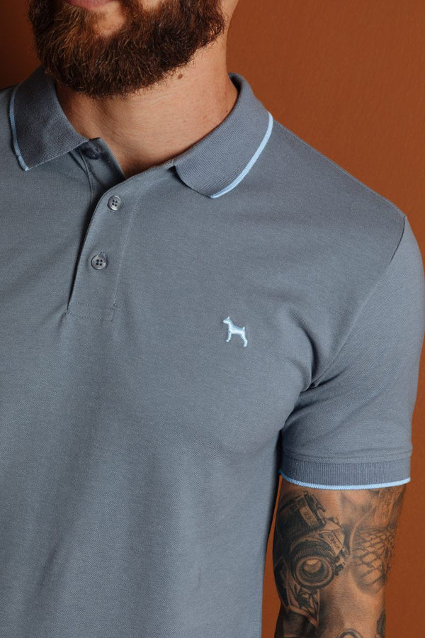 Polo Basica Fondo Entero Azul Denim (Slim Fit)