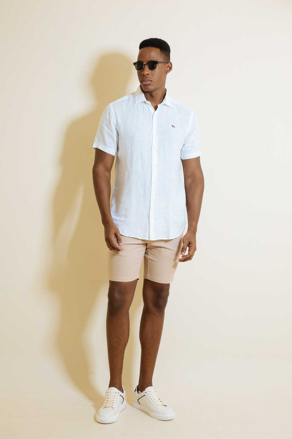 Camisa Manga Corta Lino Blanco (Modern Fit)