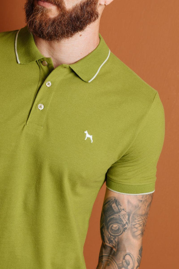 Polo Basica Fondo Entero Verde Oliva (Slim Fit)