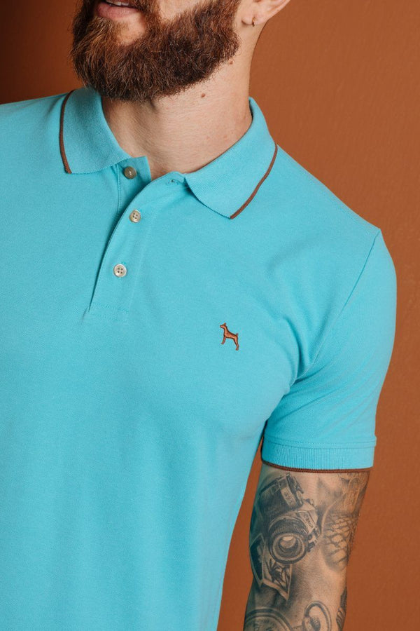 Polo Basica Fondo Entero Aqua (Slim Fit)