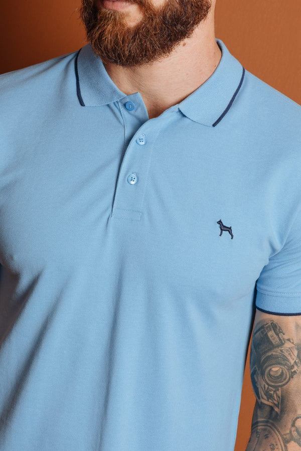 Polo Basica Fondo Entero Azul (Slim Fit)