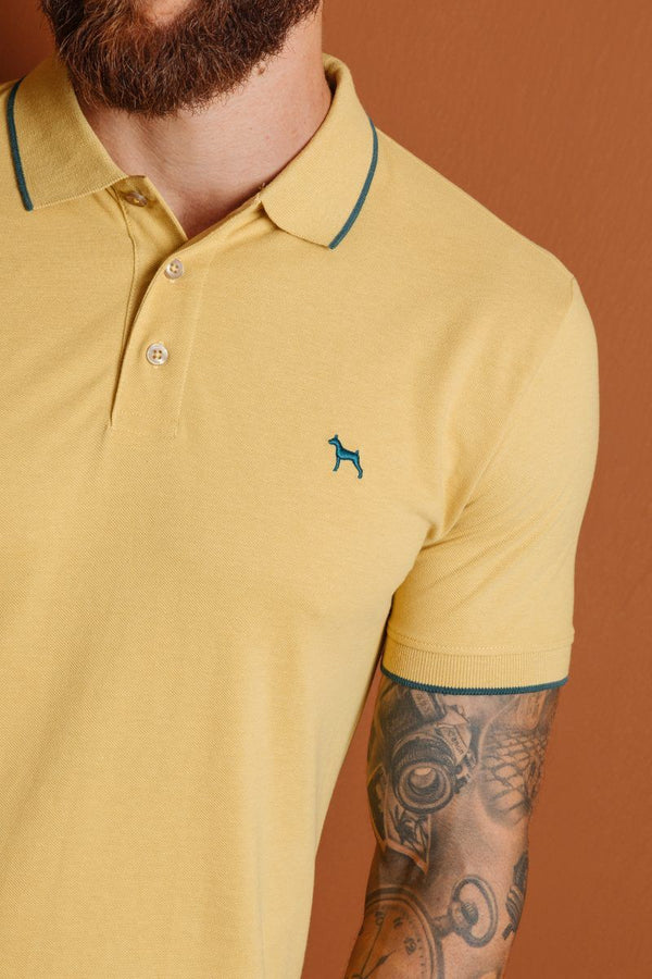 Polo Basica Fondo Entero Mostaza Claro (Slim Fit)
