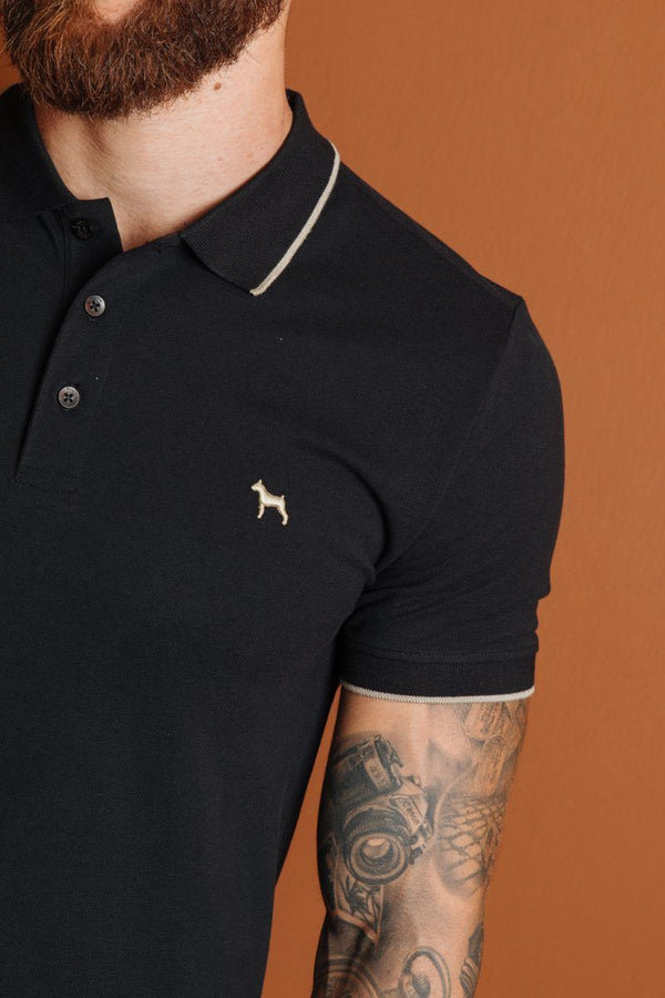 Polo Basica Fondo Entero Negro (Slim Fit)