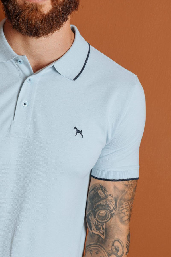 Polo Basica Fondo Entero Azul Claro (Slim Fit)