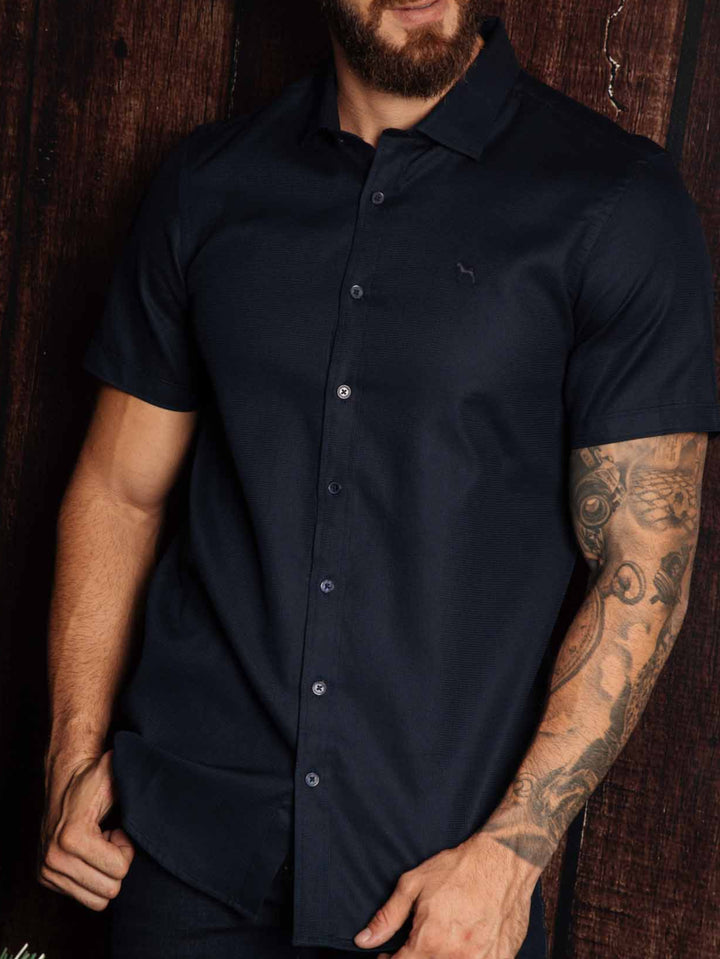 Camisa Manga Corta Azul Turqui (Slim Fit) - Victor