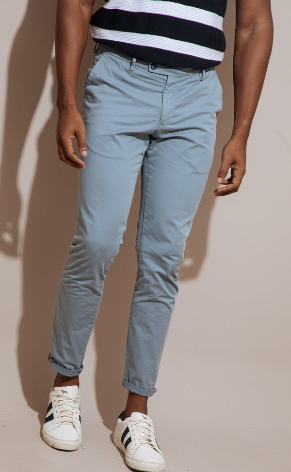 Pantalon Basico Satinado Azul Grisoso (Slim Fit)