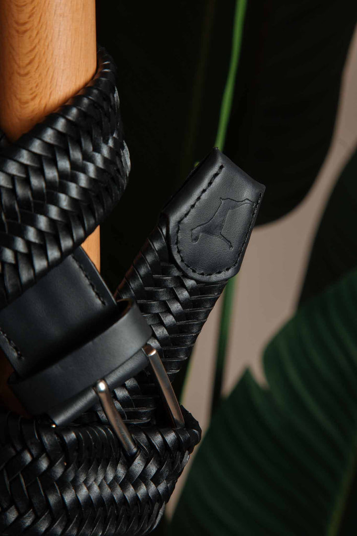 Correa Trenzada Cuero Negro – Victor