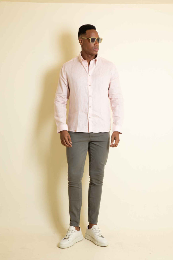 Camisa Manga Larga Lino Rosado (Modern Fit)