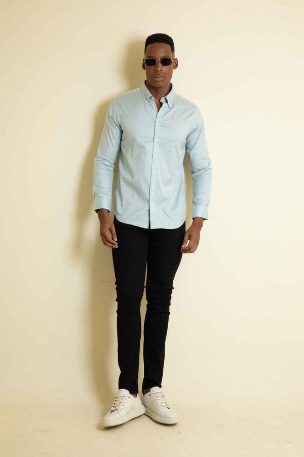 Camisa Manga Larga Azul Claro - Oxford