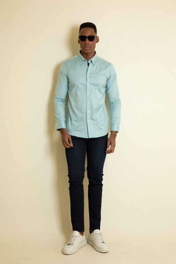 Camisa Manga Larga Verde Menta - Oxford