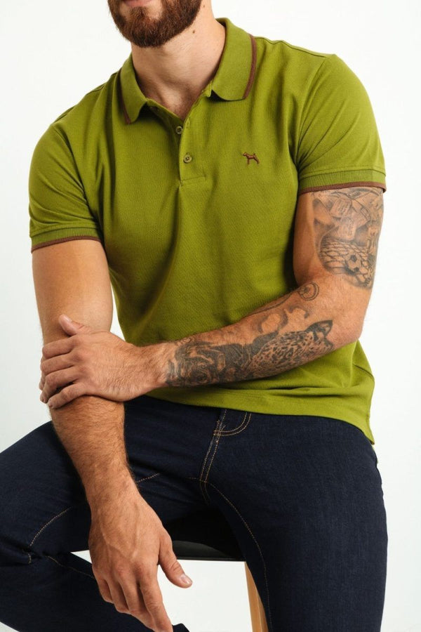 Polo Basica Fondo Entero Verde Oliva (Custom Fit) - Victor